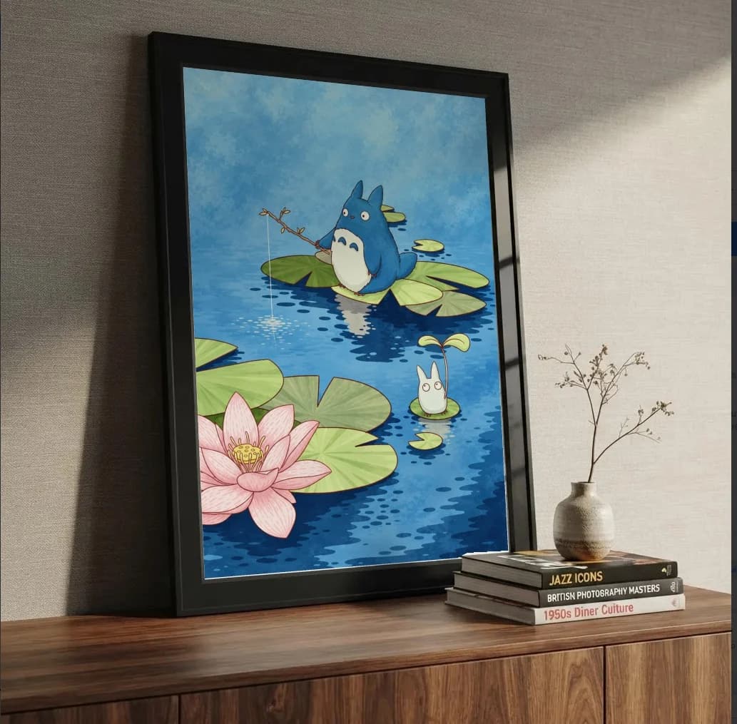 Quadro decorativo My Neighbor Totoro - Lago na estante