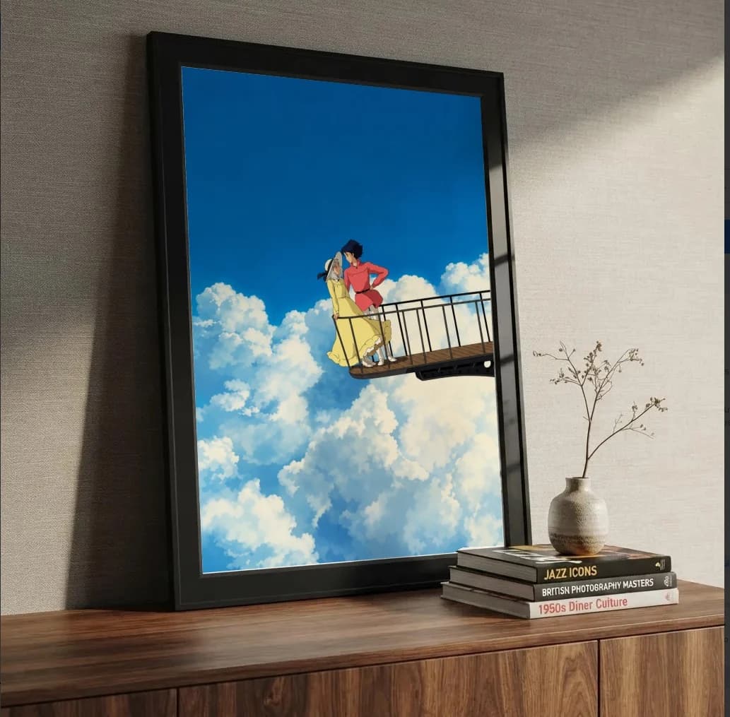 Quadro decorativo Howl's Moving Castle - Nuvens na estante