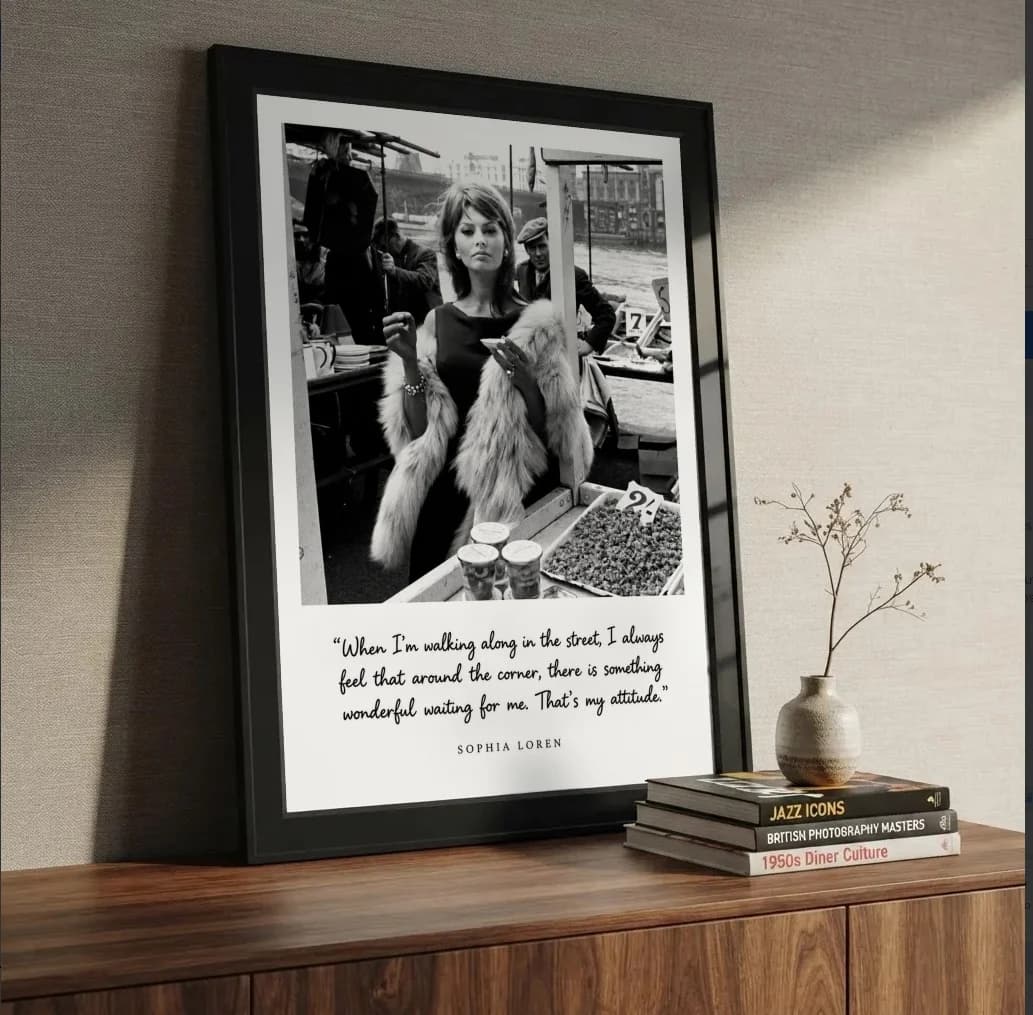 Quadro decorativo Sophia Loren na estante